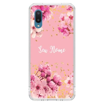 Capa de Celular Capinha Para Samsung A02 Personalizada - Floral Nome 4