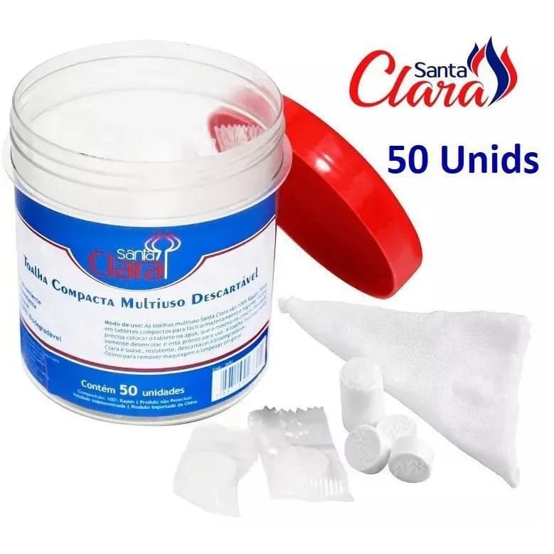 Toalha Desidratada Compacta Descartável 50 Unids - Santa Clara