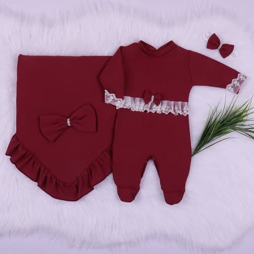 Kit Saída Maternidade de Menina Olivia Roupa de Bebê Feminina Saida Maternidade de Menina Conjunto de Roupa para Bebê