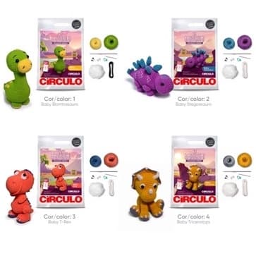 Amigurumi Kit Dino Círculo Com Acessórios Crochê