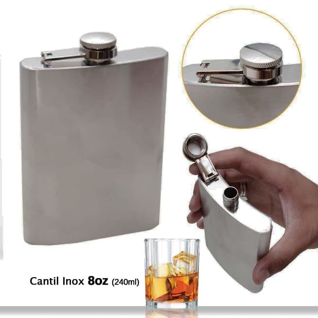 Cantil Porta Bebida De Bolso 240ml Inox - Whisky Vodka Rum