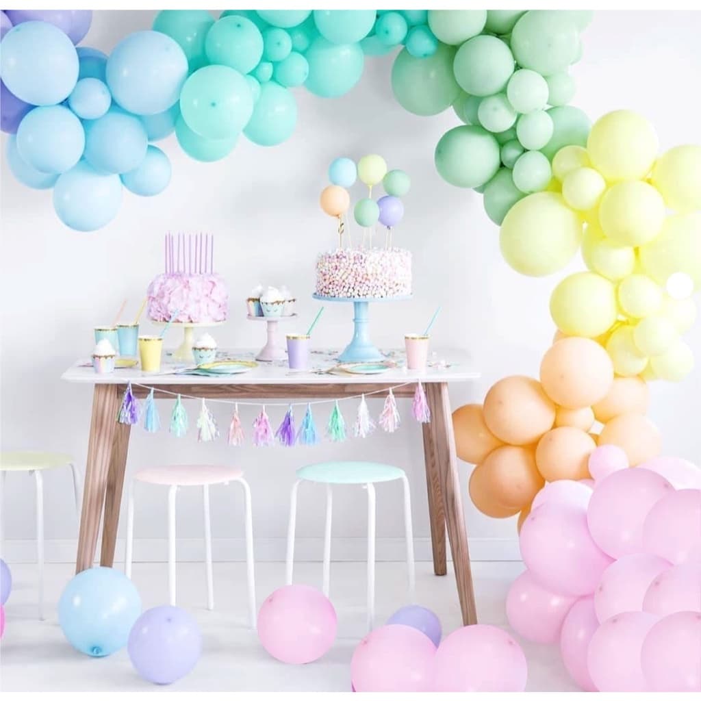 Kit Arco Desconstruído Candy 101 ítens + Bomba de Brinde - Arco Organico Candy Tom Pastel Infantil Chá Revelação