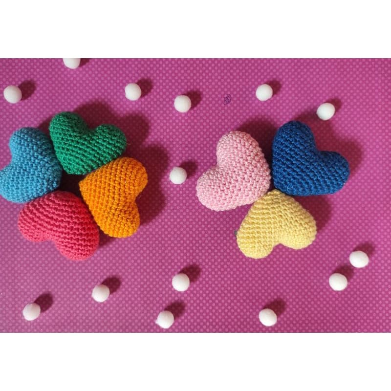 Chaveiro coração amigurumi crochê kit 2 unidades