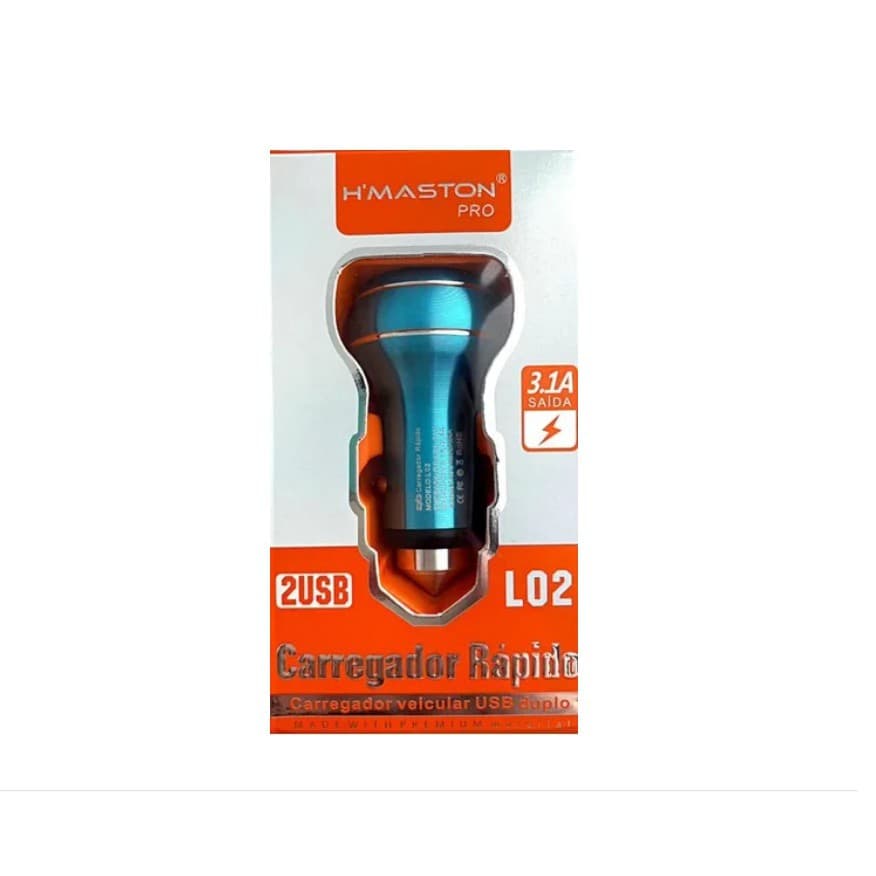 Carregador Veicular Turbo 2 Usb 3.1 A Carregador Rapido Metal