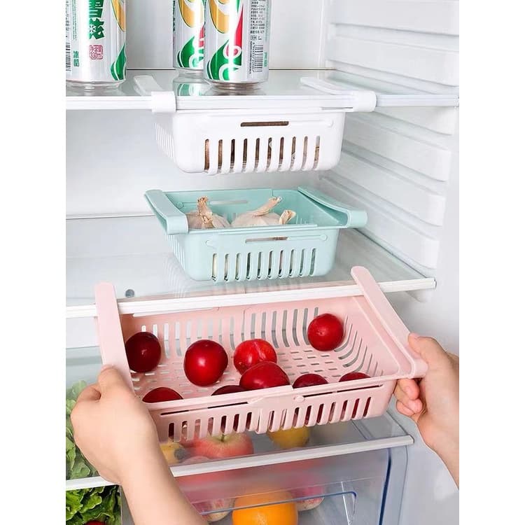 Organizador de Geladeira Multiuso com Gaveta Ajustável/Organizador Ajustável Cozinha Geladeira Multiuso