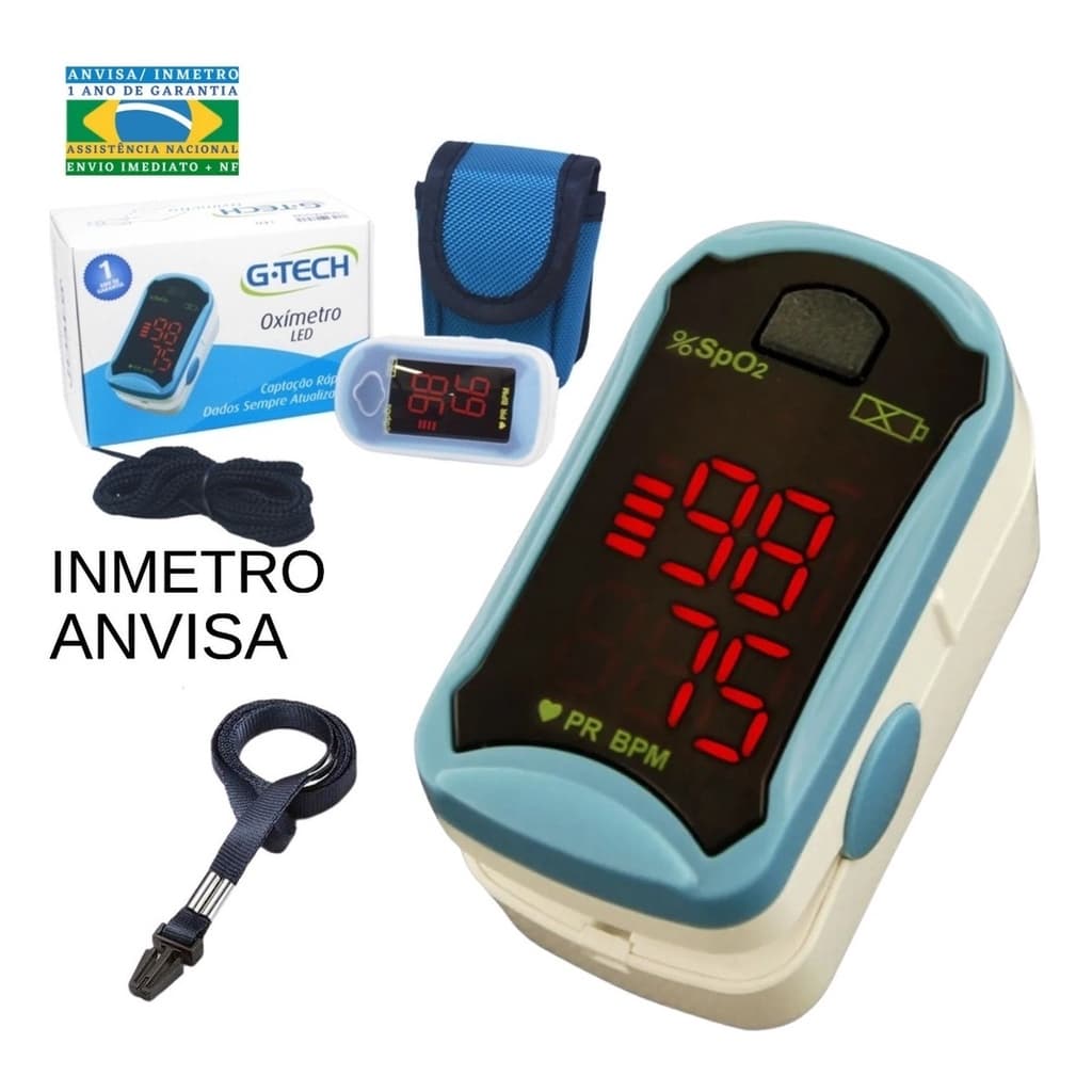 Aparelho Medidor Monitor De Saturação Oxigenio De Dedo - LED G-Tech