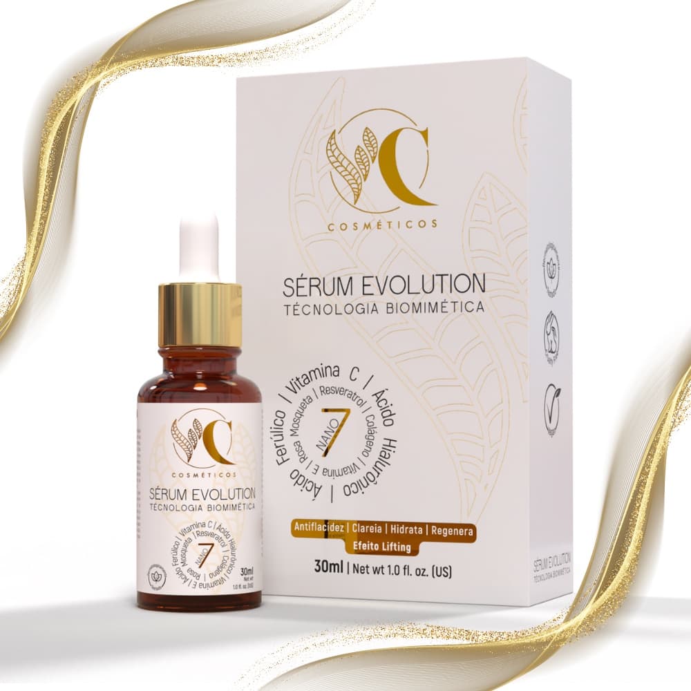 Sérum facial clareador vegano anti idade 7 em 1