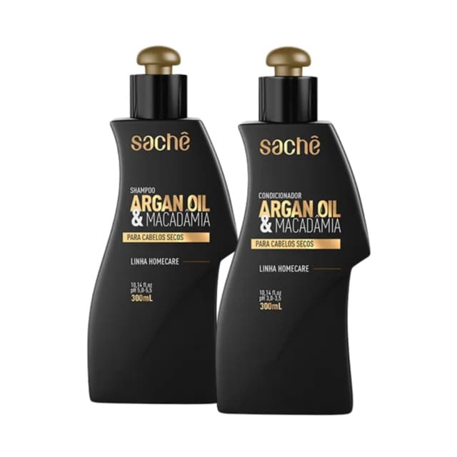 Shampoo Hidratante Argan Oil & Macadamia 300ml Condicionador Argan Oil & Macadamia 300ml para cabelos secos Sachê