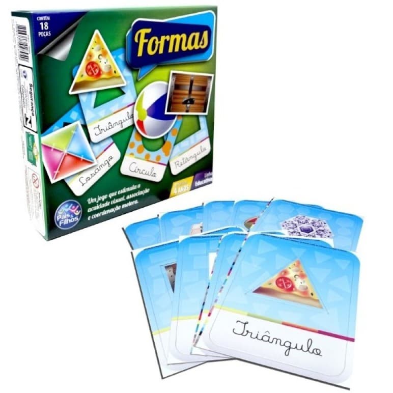 Jogo Educativo Brincando de Aprender Com Formas - Jogo de Cartas Educativo Brinquedos Infantil Pais & FIlhos