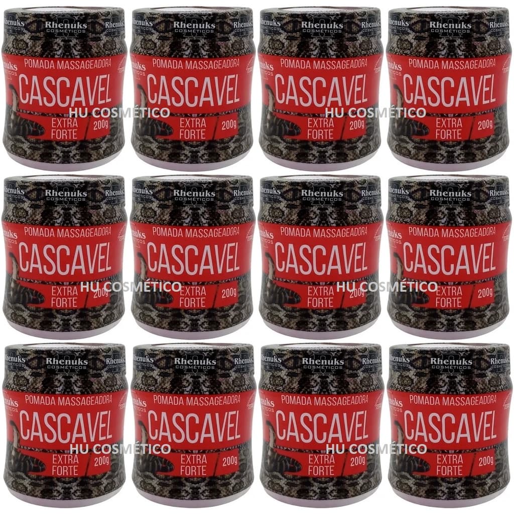 Kit 12 Pomadas Massageadora Cascavel Extra Forte 200g - Rhenuks
