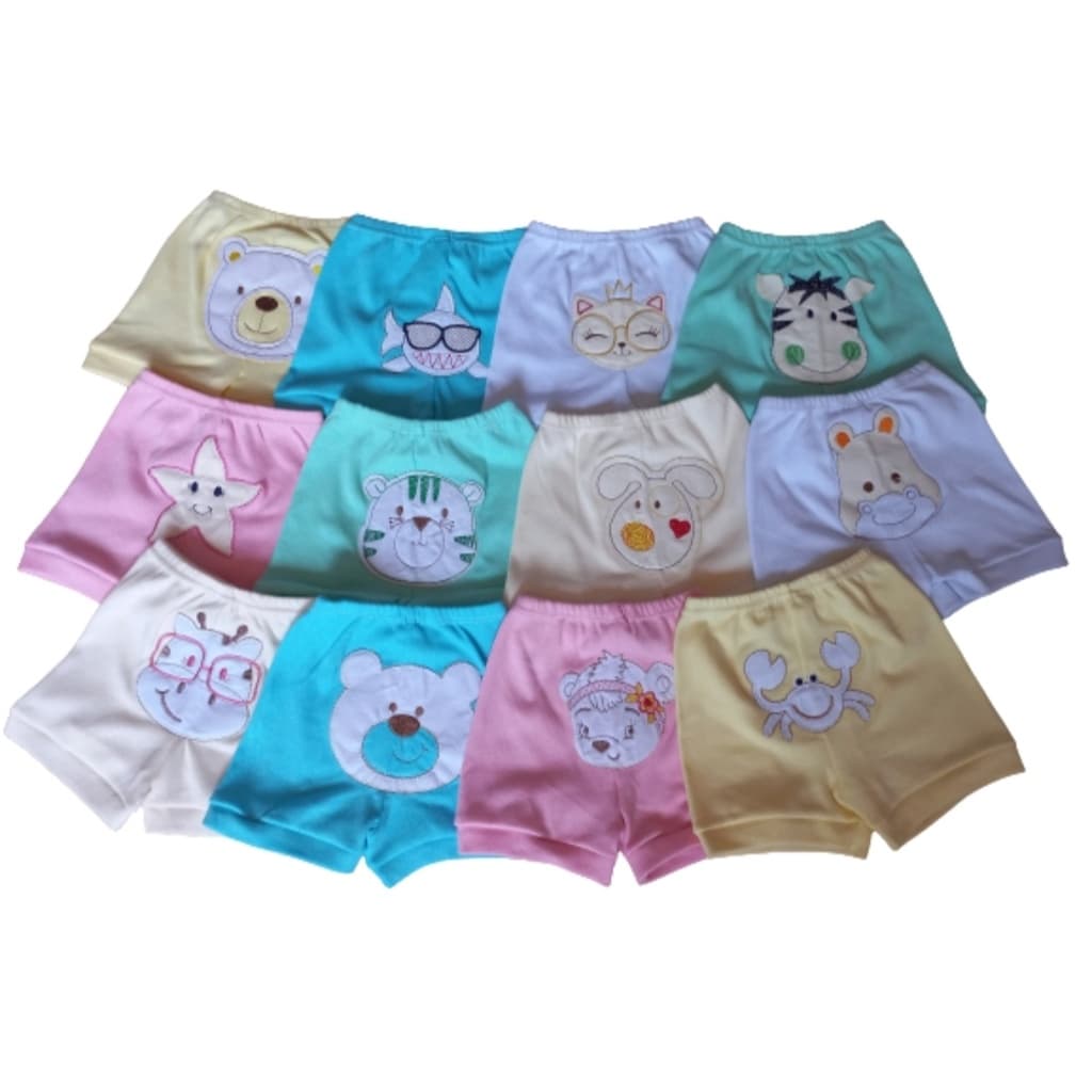 Short bebê tapa fralda bordado bumbum 100% algodão suedine menino menina promoção barato tamanhos PMG
