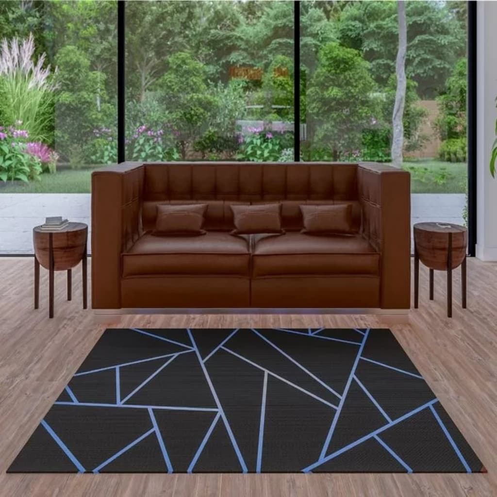 Tapete de Sala Emborrachado Geométrico Moderno130x95 Base Antiderrapante