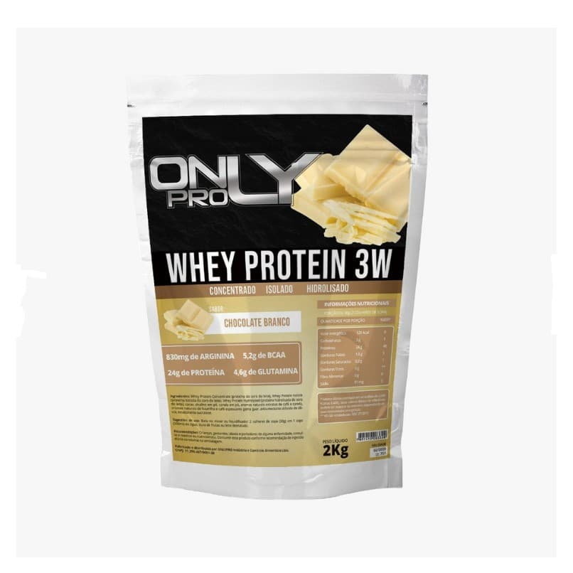 Whey protein 3w 2kg OnlyPro - Chocolate Branco