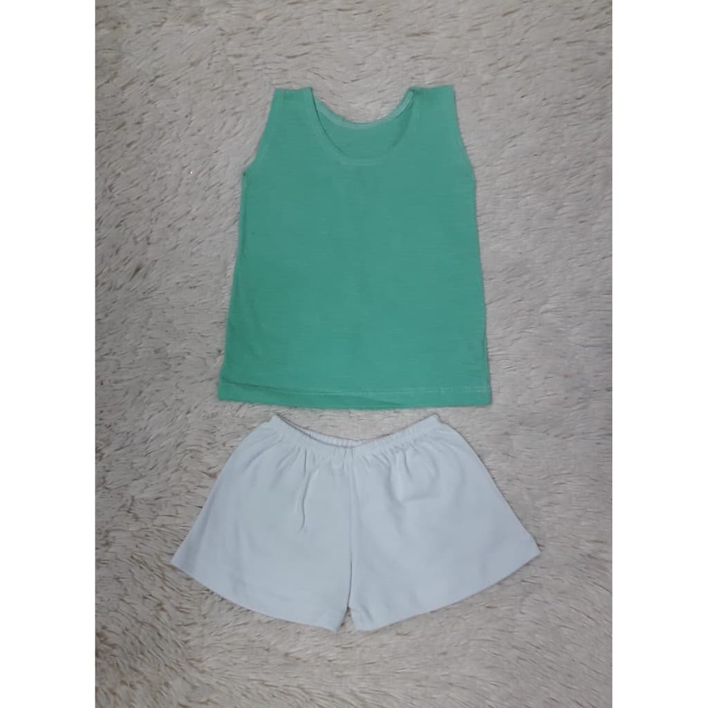 Kit 3 Conjuntos Regatinha e Short Malha 100% Algodão Menina Menino Unissex. Conforto e qualidade para seu Bebê, Roupa de Bebê.