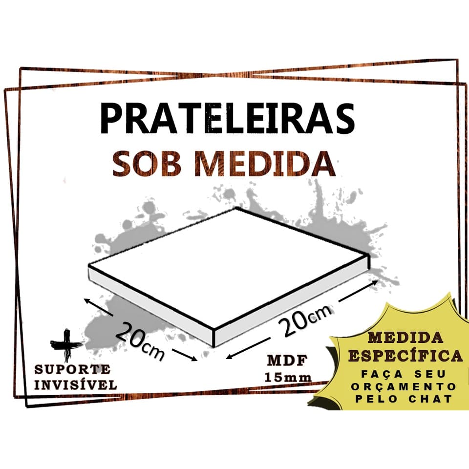 Prateleira De Parede MDF 20x20 cm Sob Medida para decoração Suporte invisível e bucha