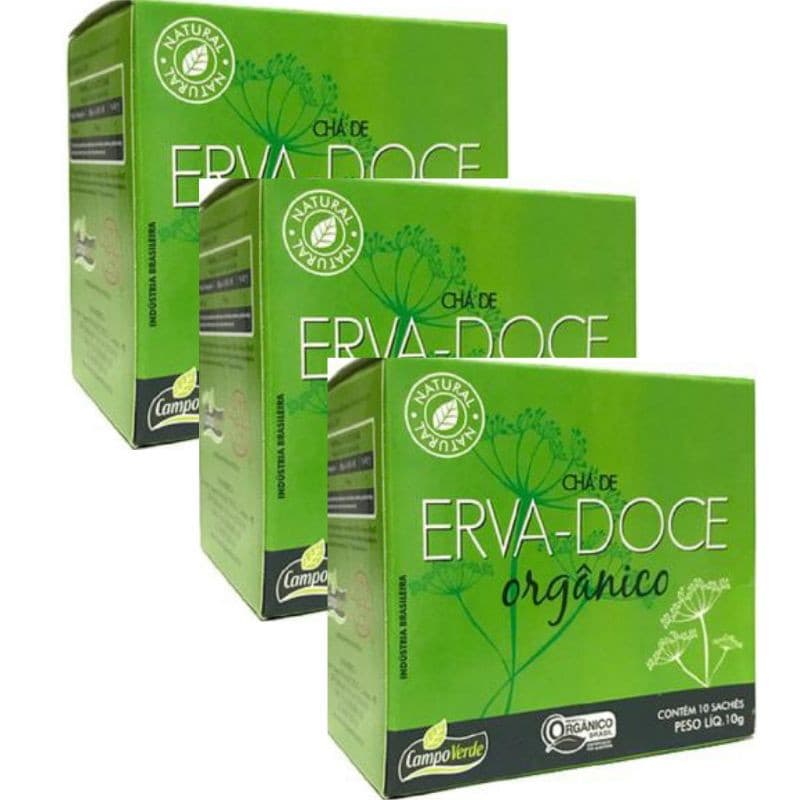 Kit 3cx Chá Erva-Doce Orgânico (30 sachês) – Campo Verde