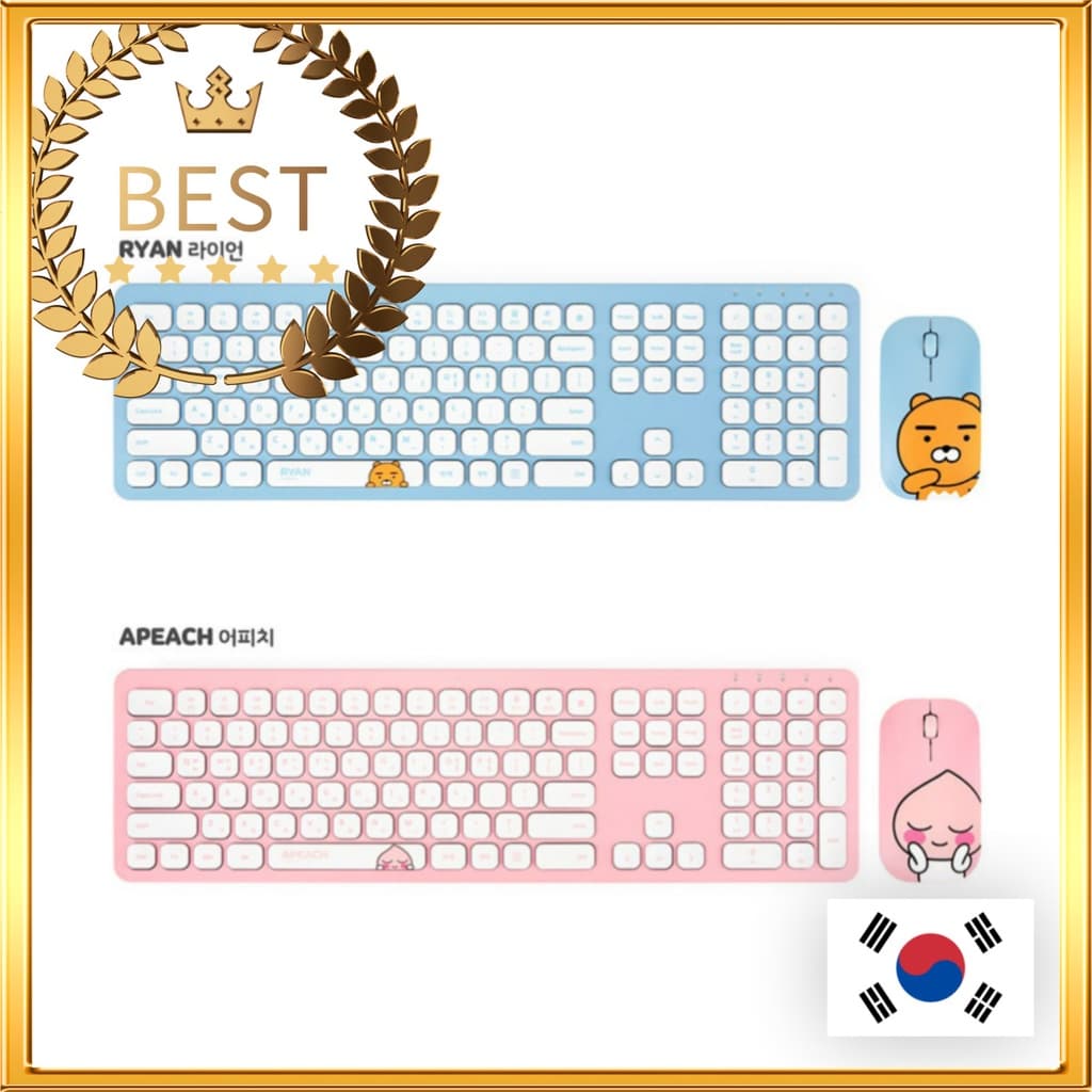 [KAKAO FRIENDS] Conjunto de teclado sem fio + mouse sem fio (Figura, teclado de silicone)
