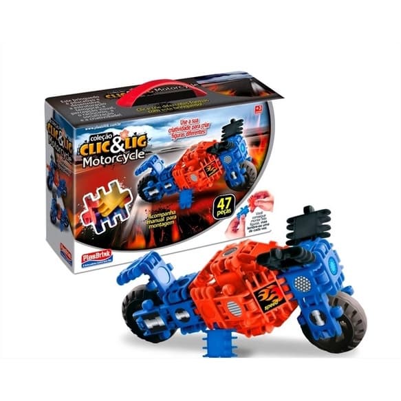 Brinquedo De Montar Clic E Lig Motorcycle Moto 47 Peças Lego