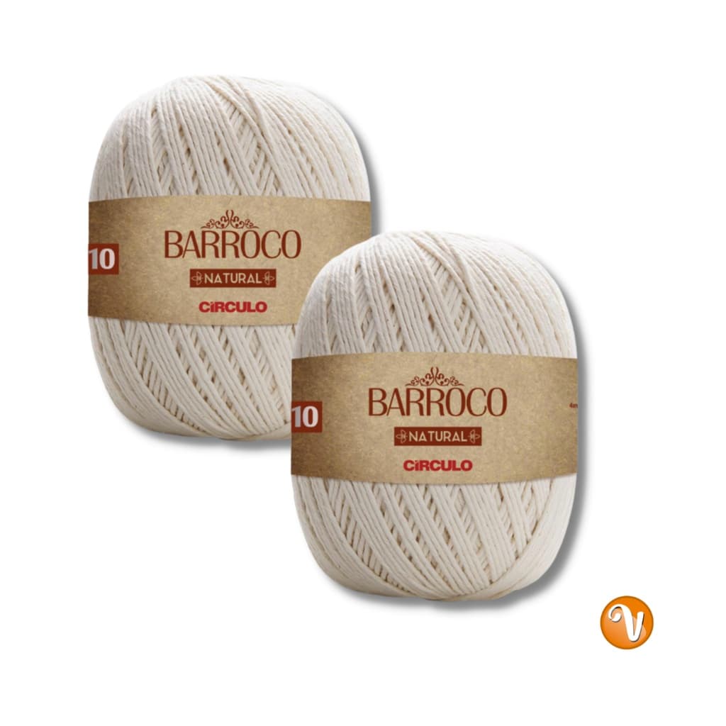 2 Linha Cordão Barbante Barroco Para Crochê Natural Círculo N°10 700gr