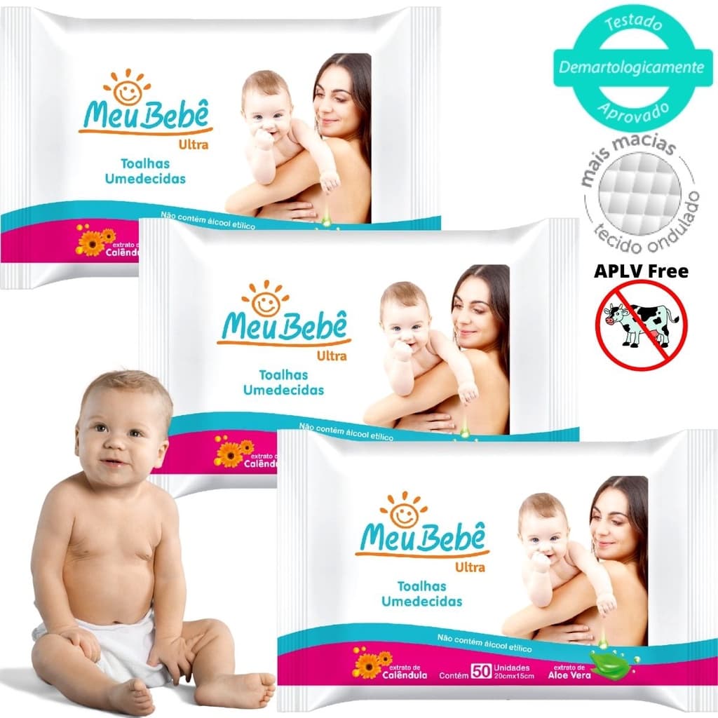 Lenços Umedecidos kit 3 Pacotes Qualidade Premium Toalha Umedecida Lencinho Higiênico Bebê Criança