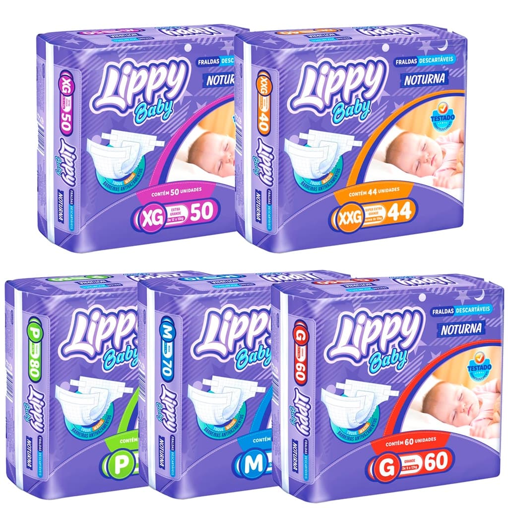 Fralda Lippy Infantil NOTURNA C/80-44 UN P-XXG