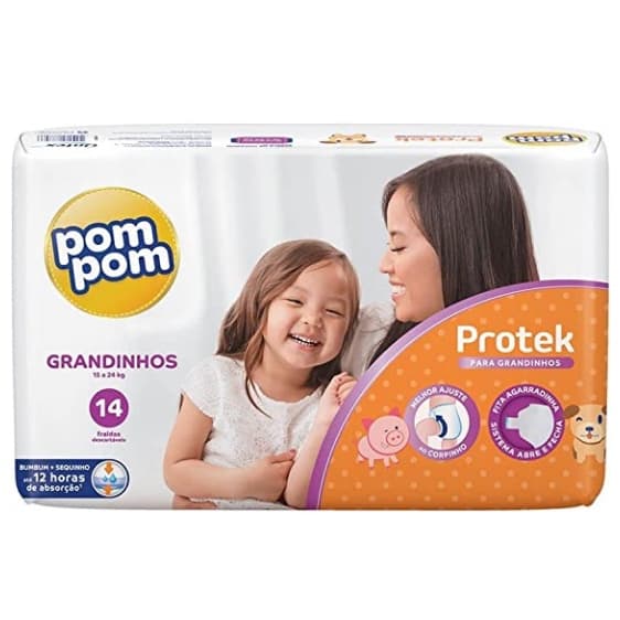 Fralda Descartável Infantil PomPom Protek Para Grandinhos Atacado Revenda Kit 2 Pacotes