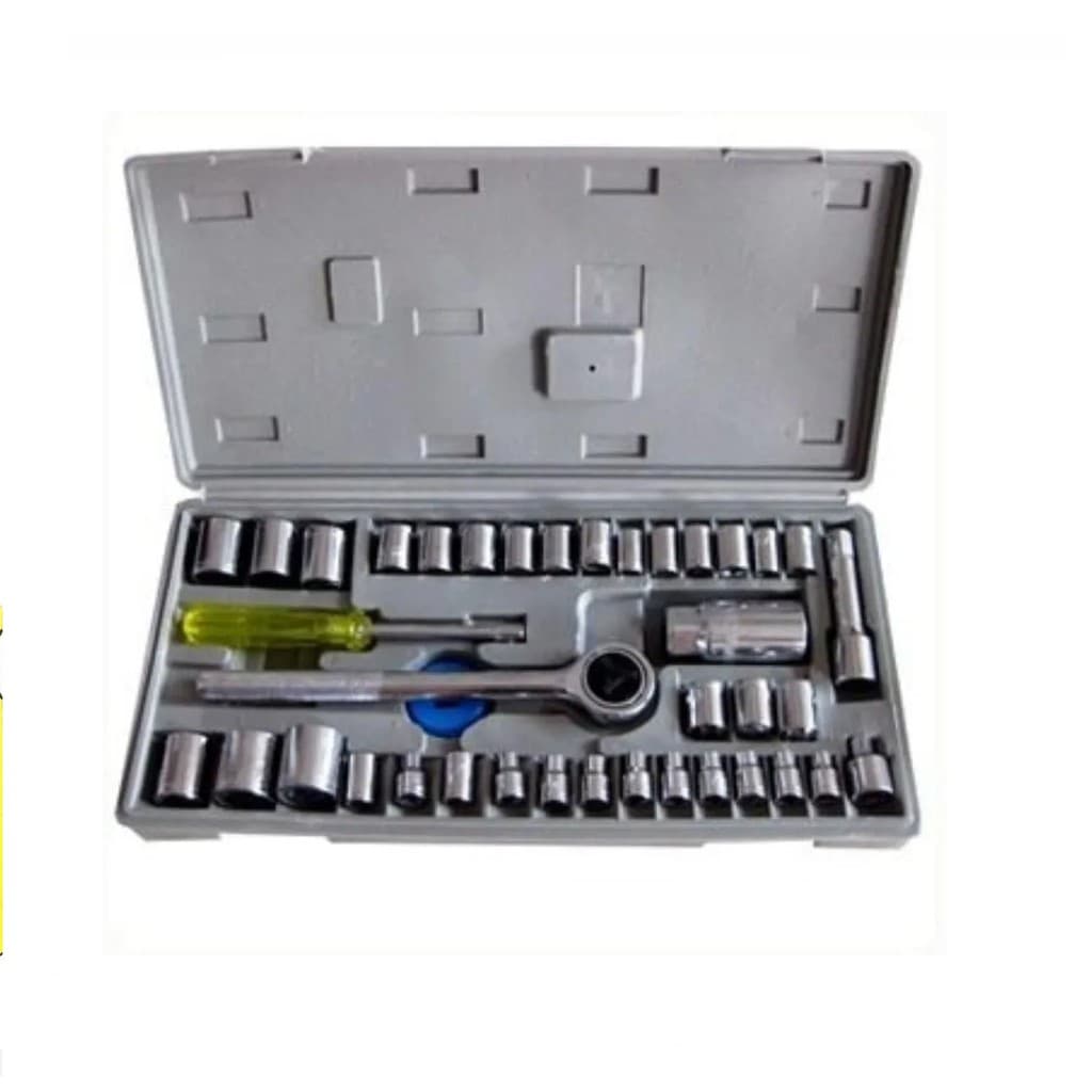 Kit Jogo Chave Soquetes Sextavado C/ Catraca 40 Pcs + Maleta