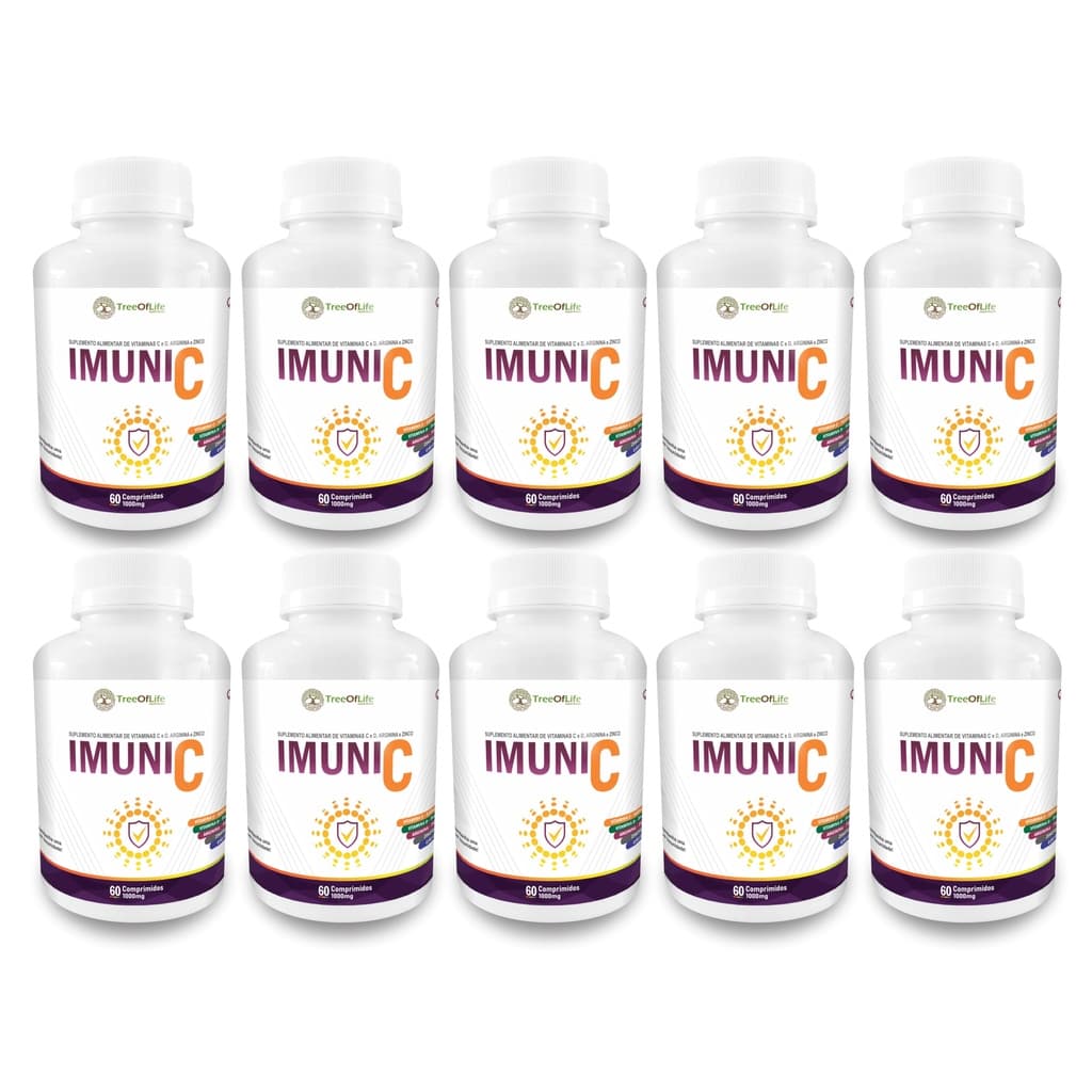 10x Super Vit C Imune 5+ (Arginina Vitamina C Vitamina D Zinco e Cálcio) 60 Comprimidos 1000mg
