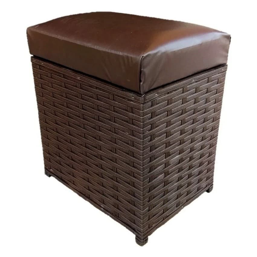 Bau Puf Brinquedos Sala Cesto Roupas Banheiro Em Fibra Sintetico Vime Junco 48x40x30