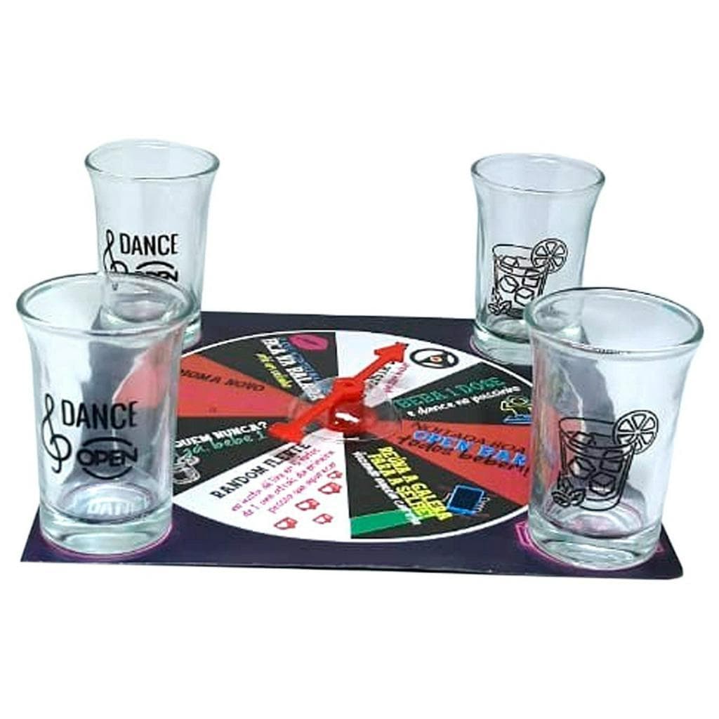 Roleta Vira Shot 4 Copos Jogo Noitada Dose Bebida