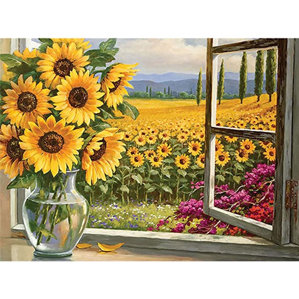 DOBUR | Pintura Diamante 5D Pintura de Diamante  De Diamante Belo Girassol 5D Presente Artesanal Decoração Da Parede Dia