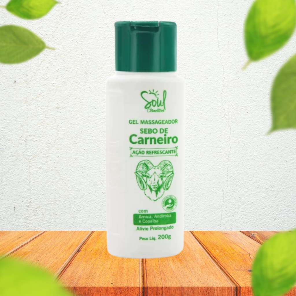 Kit C/3 Gel Massageador Sebo De Carneiro Ação Refrescante 200g - Soul Cosméticos Relaxante Muscular Arnica Ação Calmante
