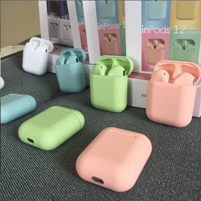 Fone de ouvido sem fio Bluetooth 5.0 i12 TWS Macaron com microfone para iphone Android