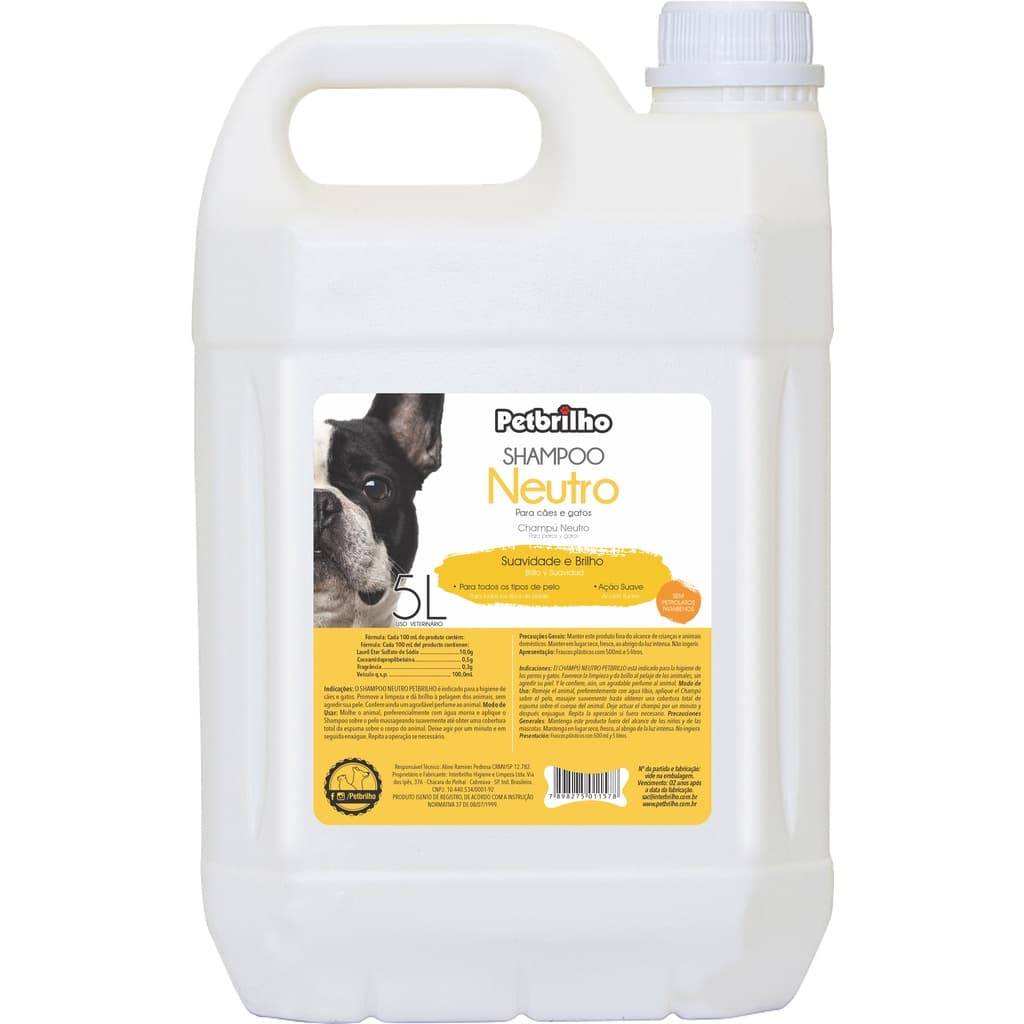 Shampoo para Cães Pet Brilho Neutro 5 Litros
