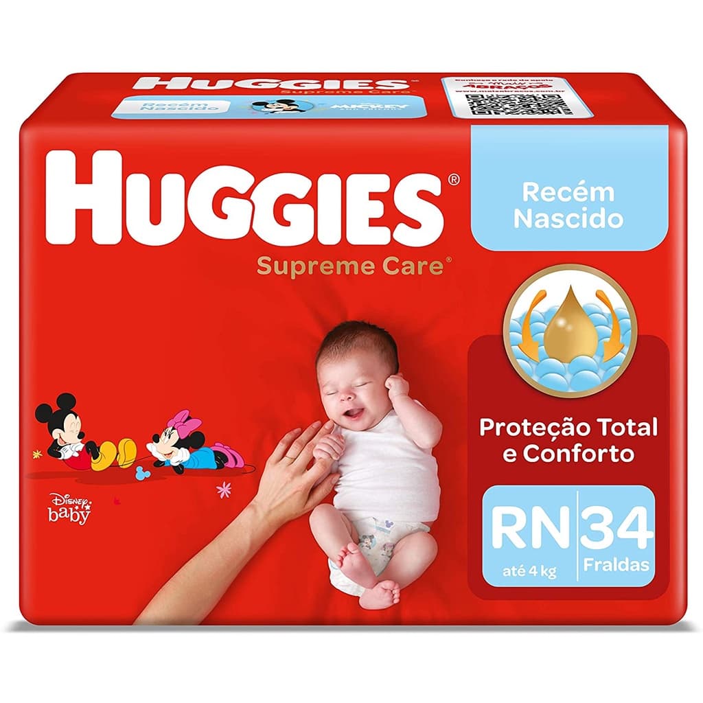 Fralda Huggies Roupinha Supreme Care Pacote Mega RN/34 - P/48 -  M /36 -  G/30 - XG/24