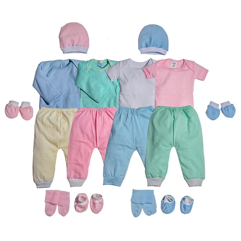 Kit 16 peças roupa de bebê Body Calça Touca Luva Meia Completo Enxoval Maternidade 100% algodão