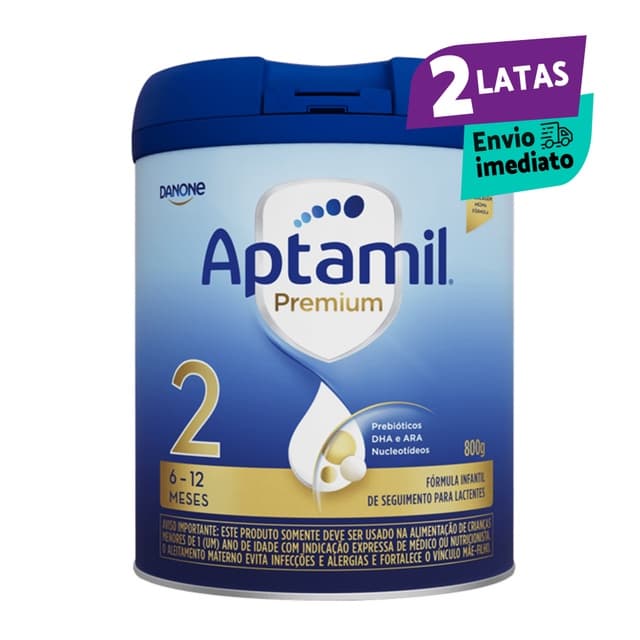 2 Latas Aptamil Premium 2, 800 gr Fórmula Infantil Em Pó Danone