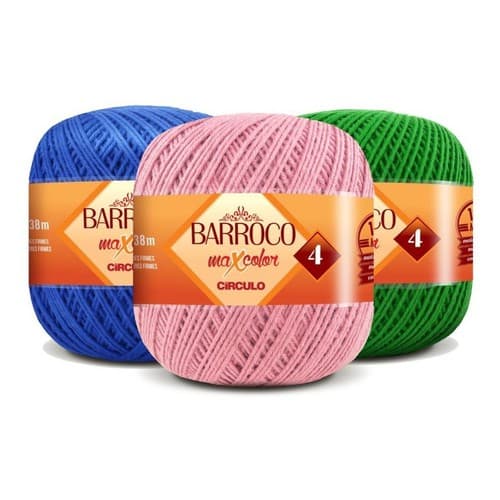 Barbante Barroco MAXCOLOR Fio N° 4 Círculo 200 gramas para Crochê, Tricô e Amigurumi