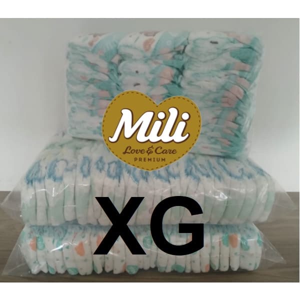 100 Fraldas XG Mili Love & Care ( Noturna Premium ) - Embalagem Transparente Sem Rótulo - 2ª Linha