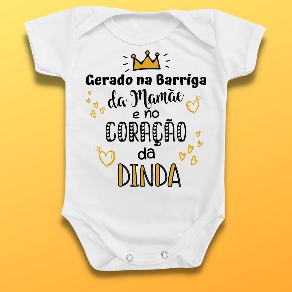 Body Bebê Gerado Mamãe Coração Dinda Menino Menina Infantil Madrinha Presente Anunciação Gestação