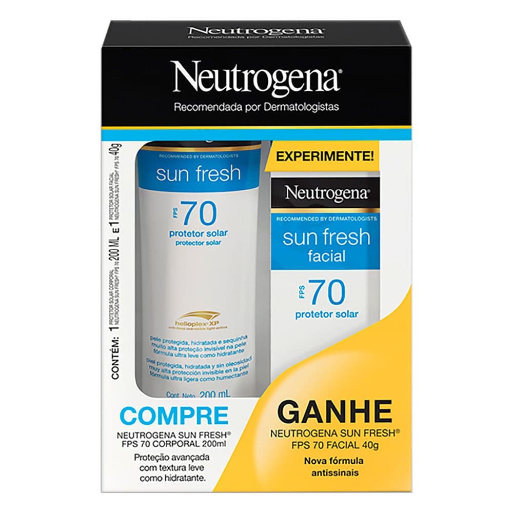 Kit Protetor Solar Corporal com 200ml + Protetor Solar Facial com 40g Neutrogena Sun Fresh FPS 70