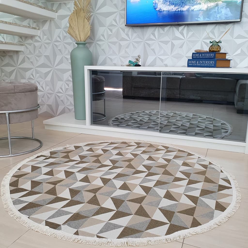 Tapete De Sala Redondo 150x150 Lindo Com Antiderrapante