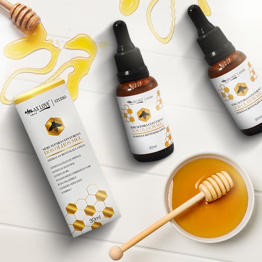 Sérum para contorno dos olhos Max Love, mel, própolis, geleia real, hidratação, anti-idade 30ml