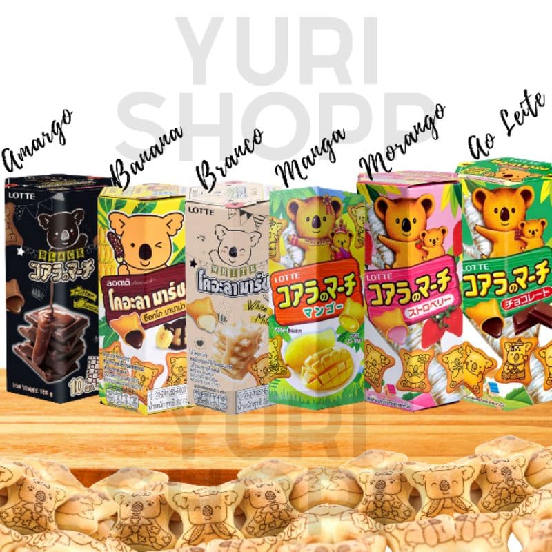 Biscoito Chocolate Koala Sabores Lotte Importado 37g