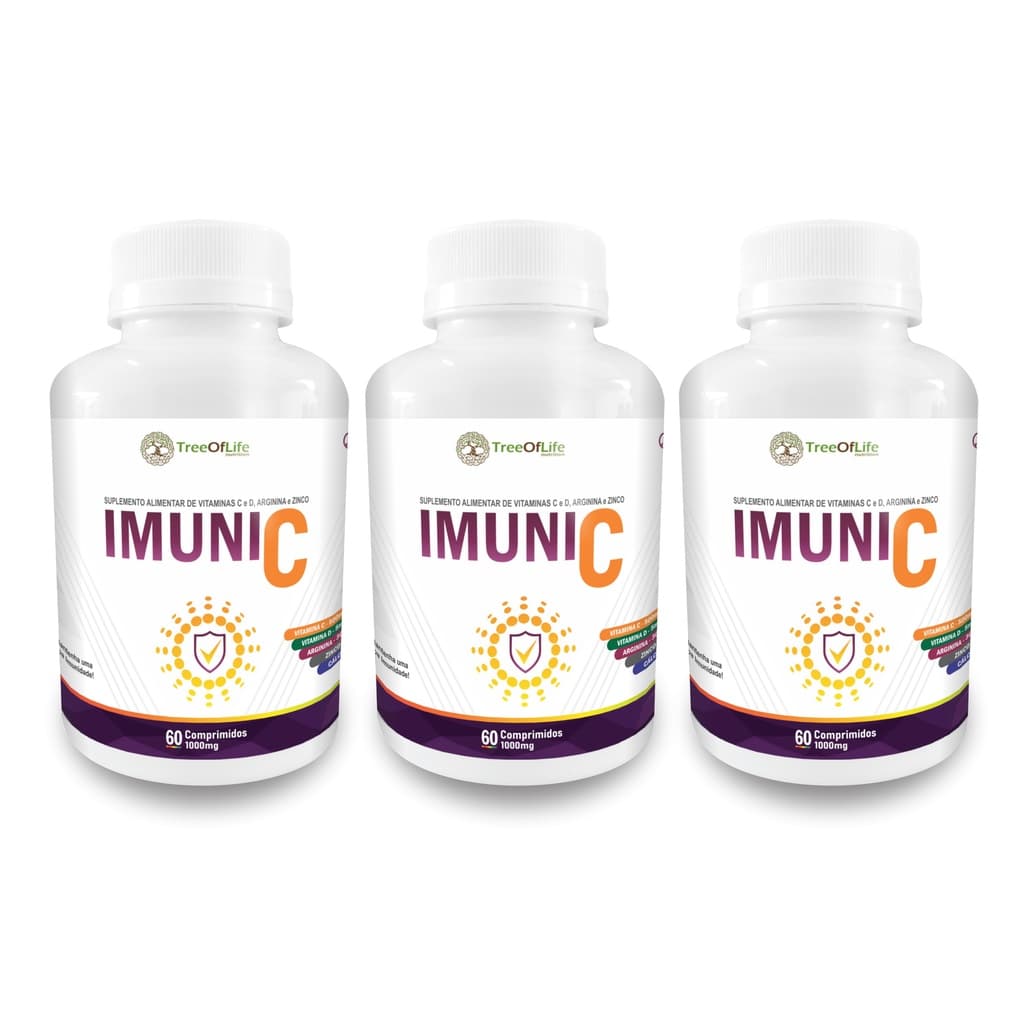 3x Super Vit C Imune 5+ (Arginina Vitamina C Vitamina D Zinco e Cálcio) 60 Comprimidos 1000mg