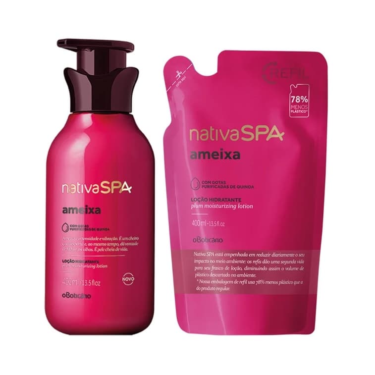 Combo Nativa Spa Ameixa: Loção Hidratante Corporal + Refil Loção Hidratante Corporal