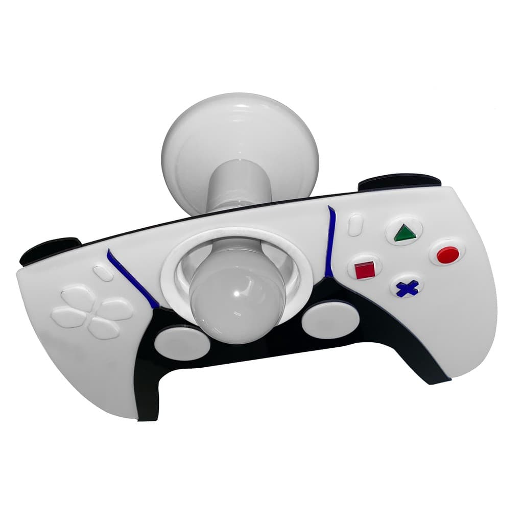 Luminária Plafon Infantil Gamer Controle Videogame Branco LED PS Decoração Quarto Criança Geek