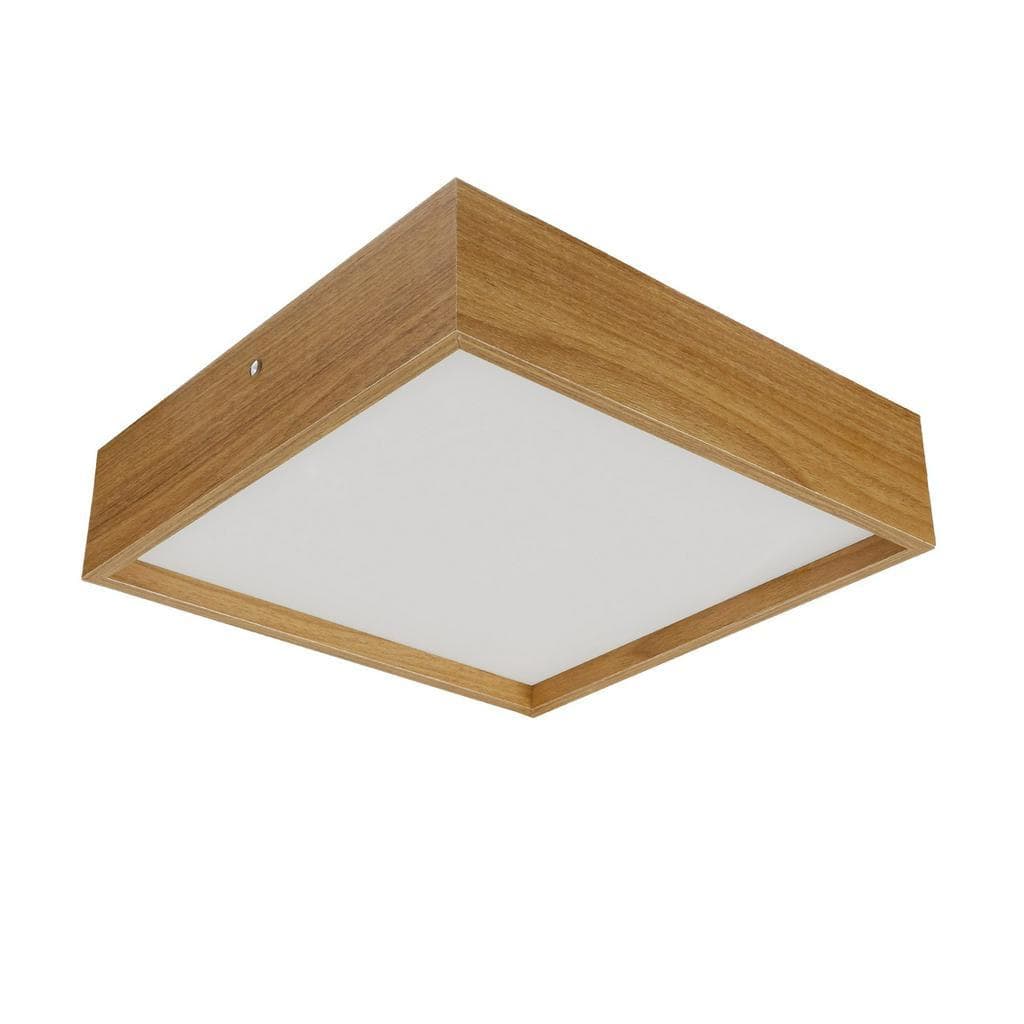Plafon Wood Quadrado 30x30cm - 2 luzes Madeira Luminária Teto Sala Lustre Decoração