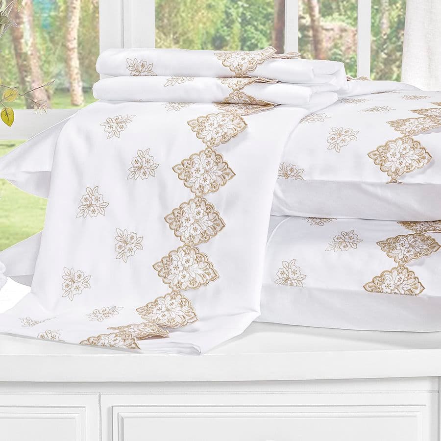 Jogo De Cama Casal King Sensualle 4 Peças Bordado  400 Fios