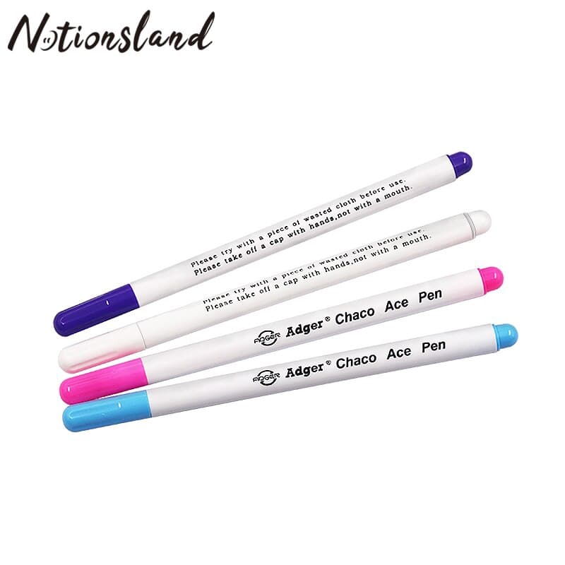 4Pcs Canetas Apagáveis Com Água Solúvel Marcadores De Tecido Lápis Giz Para Patchwork Ponto Cruz Agulha De Costura Acessórios Branco